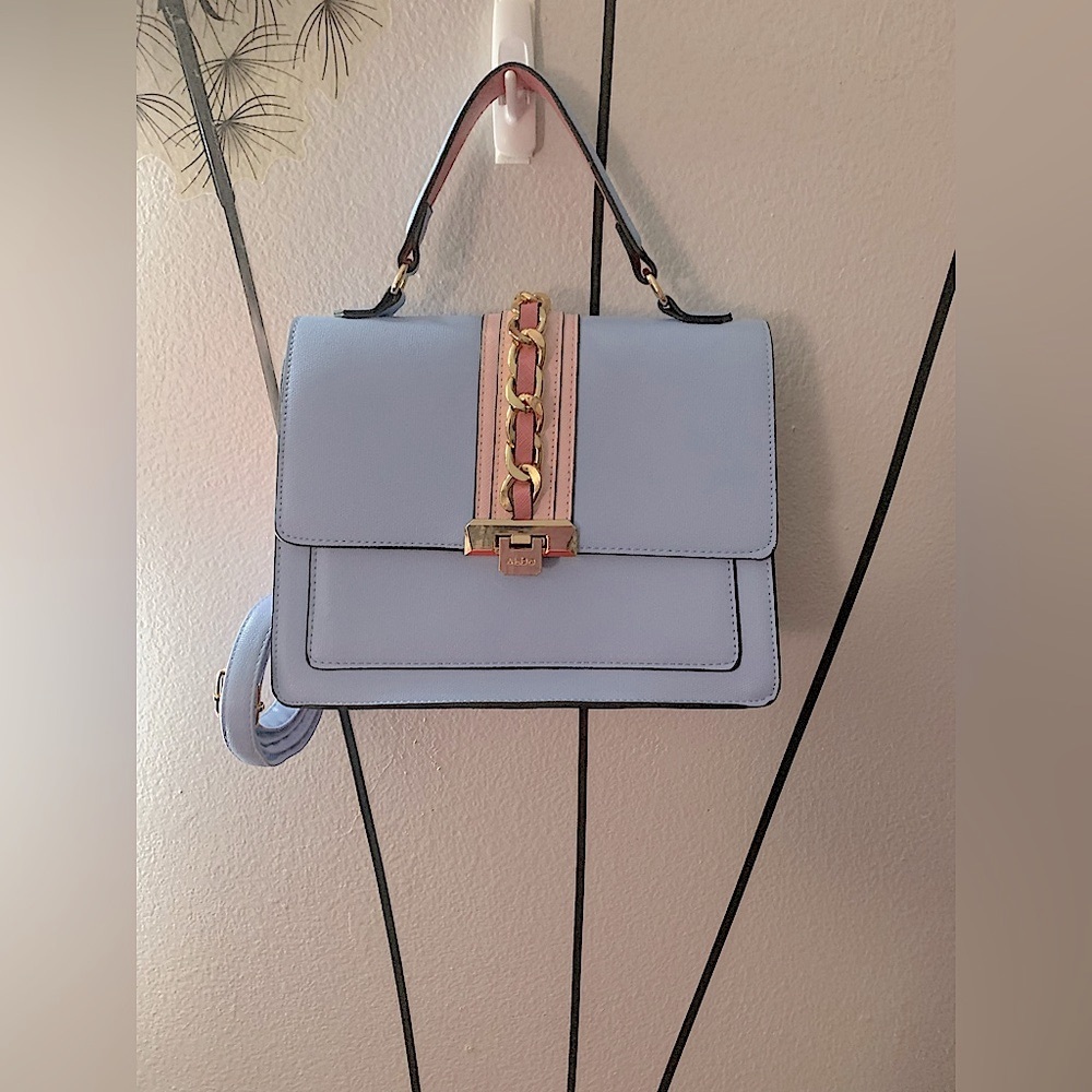 Aldo Glenda Faux Leather Colorblock Blue& Pink Satchel w/crossbody strap NWOT🤩🤩